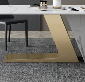 Dining Table Set Home Furniture Modern Designs Marble Top Metal Leg Luxury Esstisch-Set