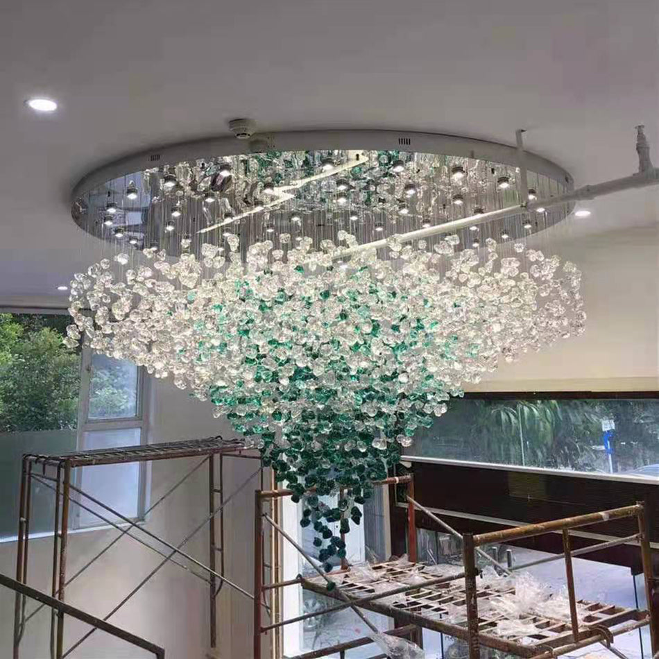 Chandelier Dining Living Room Rectangle/Round Led Stone Crystal Lustre Chandeliers