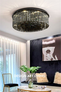 Chandelier Crystal Round Smoky Gray Lamps Bedroom Living Room Lighting Chandeliers