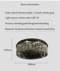 Chandelier Crystal Round Smoky Gray Lamps Bedroom Living Room Lighting Chandeliers