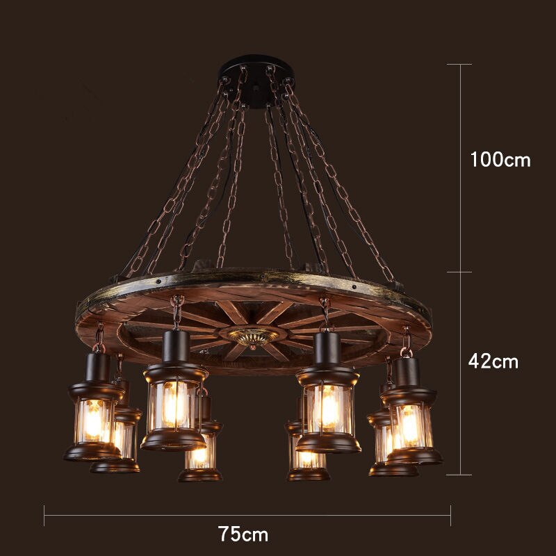 Pendant Light Antique Industrial Retro Wood E27 LED Ceiling Chandelier Wood Pendant Lights