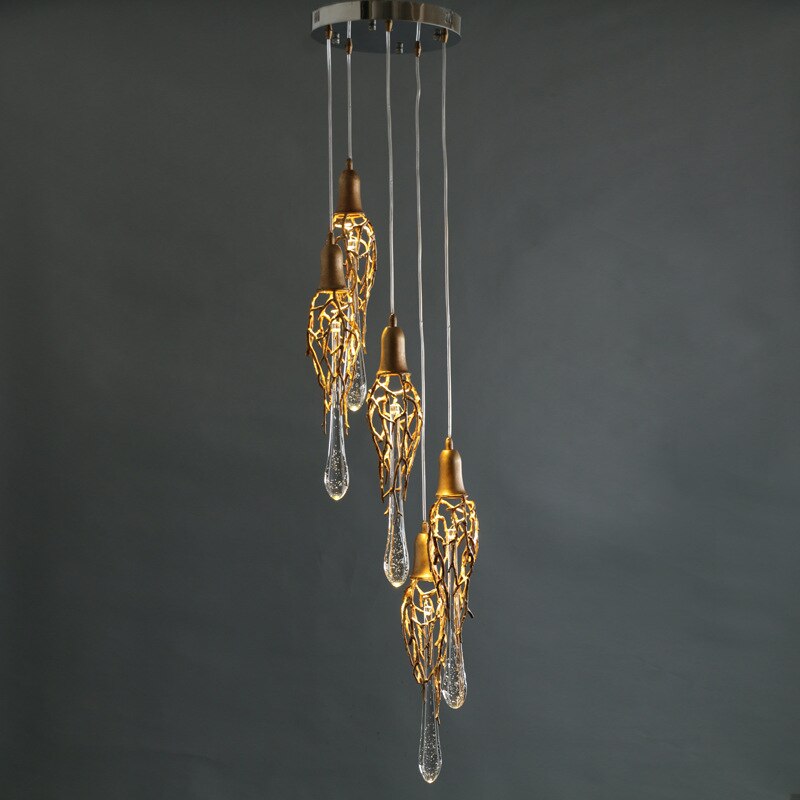 Chandelier Modern Brass Crystal Copper Pendant Hanging Glass Drops Pendant Lights
