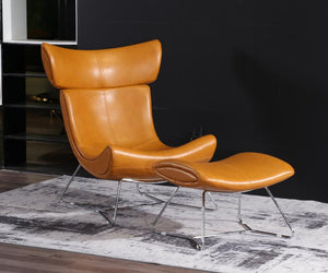 Wing Chair Fiberglass Leather Sessel Modern Lounge Leisure Wing Chairs