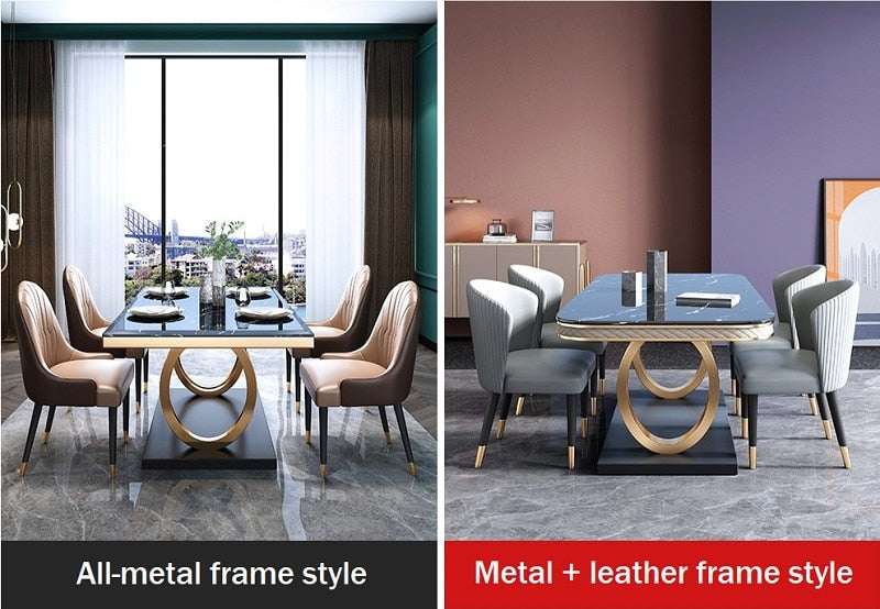 Dinning Tables Set Italian Stainless Steel Esstisch-Set Luxury Modern Marble Tables Sets