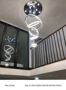 Large Chandelier Modern Minimalist Hollow Nordic Loft Apartment Stairwell Long Chandeliers