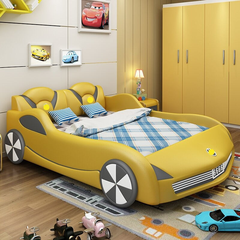 Kids Bed  Car Type Multifunctional Leather Bed