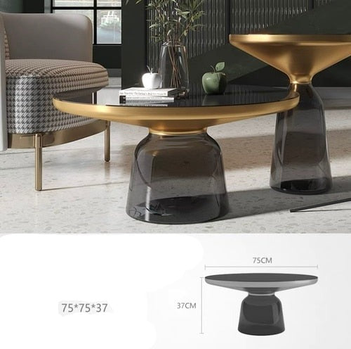 Glass Coffee Tables Living Room Furniture Glass Round Couchtisch Light Luxury Glass Table