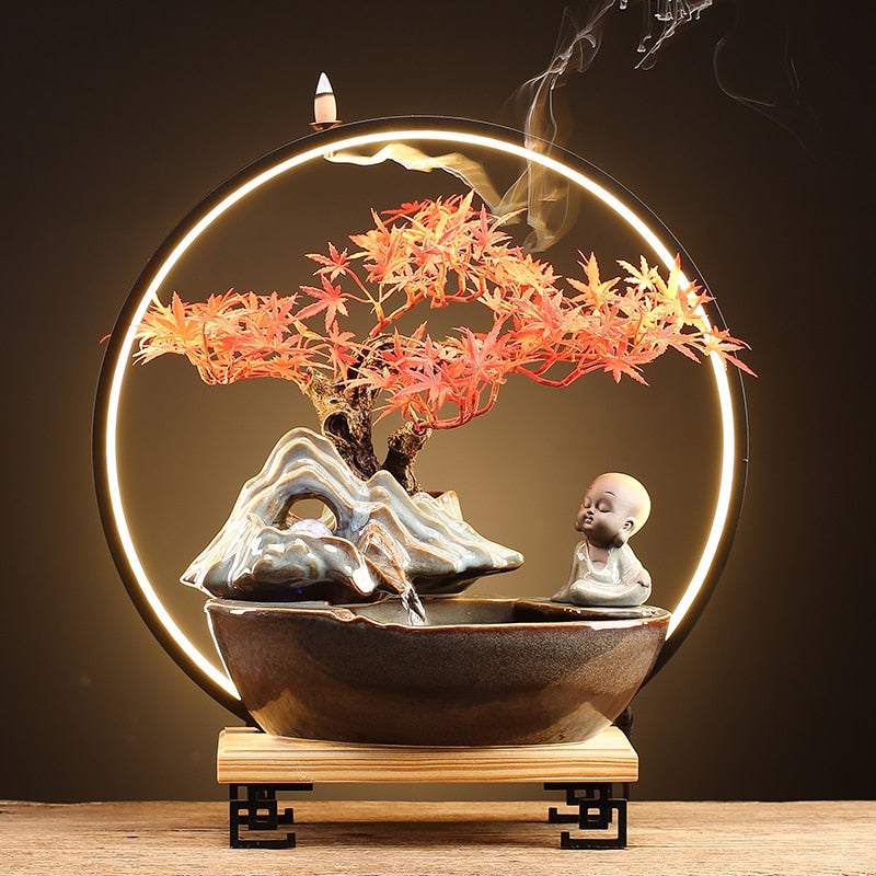 Incense Burner Zen Waterfall Retro Led Incense Burner Decorative Art
