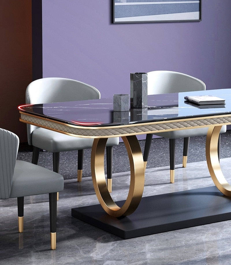 Dinning Tables Set Italian Stainless Steel Esstisch-Set Luxury Modern Marble Tables Sets