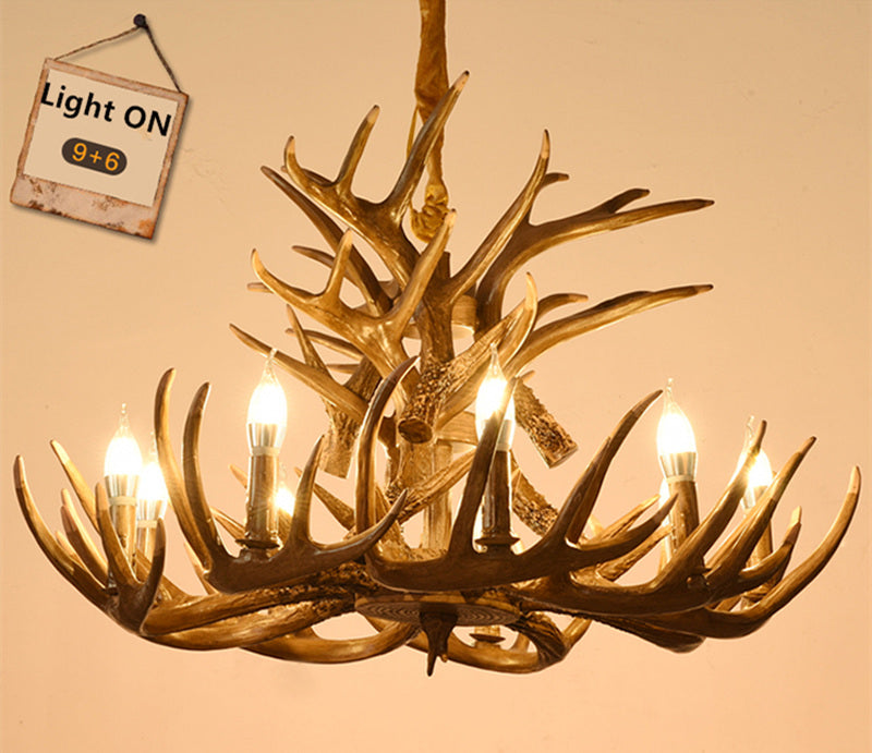 Chandelier American Country Antler Pendant Lights Candle Antler Lighting Antler LOFT Resin Deer Horn Chandeliers
