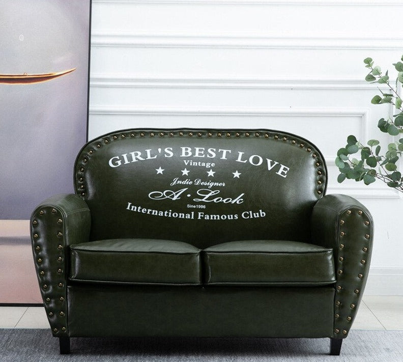 Club Chair Double Retro Leather Living Room Club Chairs