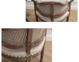 Dining Chair Antique Rattan Back Solid Wood Esszimmerstuhl Leisure Chairs