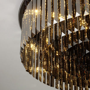 Chandelier Crystal Round Smoky Gray Lamps Chandeliers