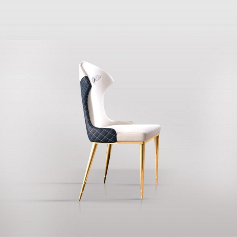 Dining Chairs Sets Modern Luxury French Leather Esszimmerstühle Stainless Steel Gold Legs Wing Chair