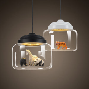 Children's Room Lighting Modern LED Glass Lampshade Animal Lighting Decor Pendant Lights