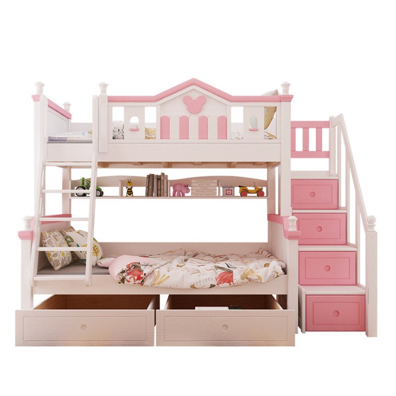 Kids Bed Solid Wood Top and Bottom Bunk Bed