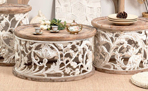 Coffee Tables Solid Wood Round Tisch Furniture Creative Retro Couchtisch Carved Side Tables