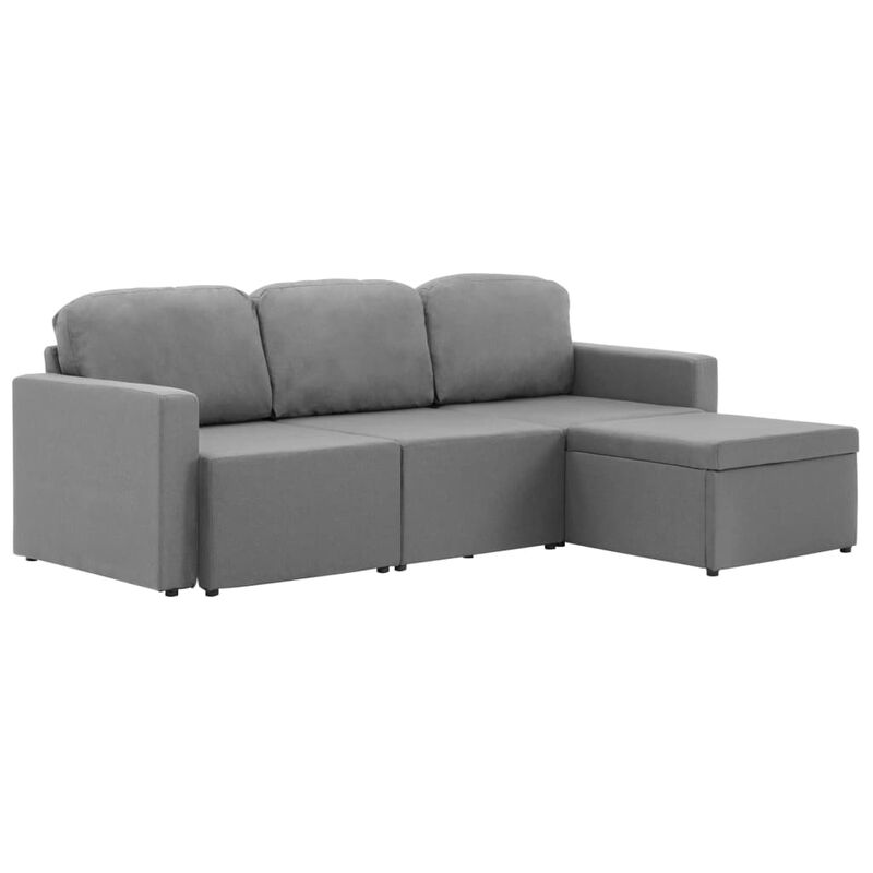 Sofa 3 Seater Modular Right Angle Cushion SofaBed Light Gray Sofas