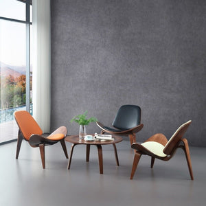 Panton Chairs Wooden Leather Upholstered Shell Shape Lounge Luxury Panton Chair