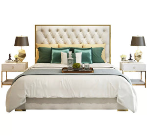 King Size Bed French Luxury Leather Bett Frame Upholstered Modern Bedroom Furniture Beds