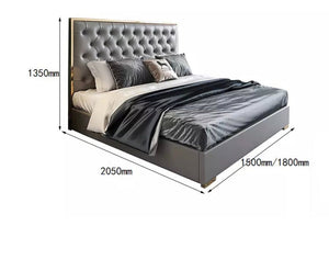 King Size Bed French Luxury Leather Bett Frame Upholstered Modern Bedroom Furniture Beds