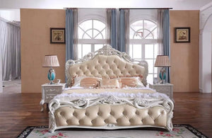 Double Beds Vintage Genuine Luxury Leather King Size Bed Double King Queen Beds Wooden Betten