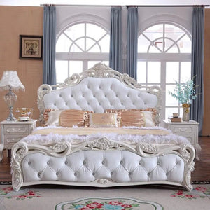 Double Beds Vintage Genuine Luxury Leather King Size Bed Double King Queen Beds Wooden Betten