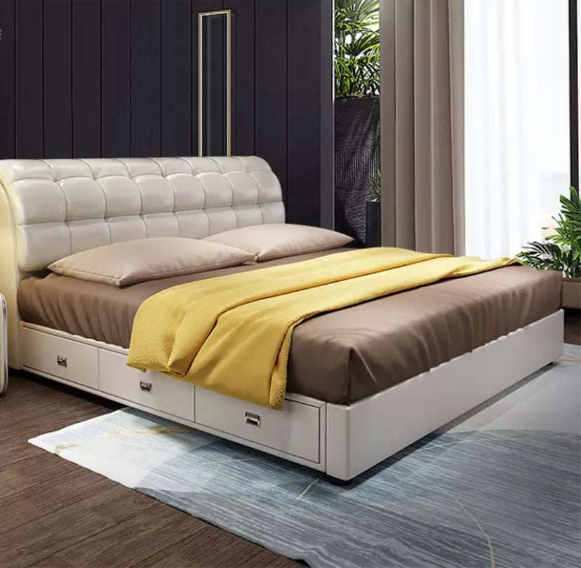 Double Bed High Quality Light Luxury Leather Bed Bedroom Furniture 1.8m Bett
