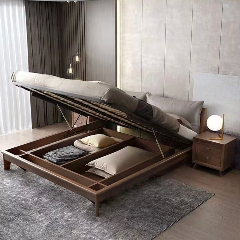 Modern Bed Tan Color Wooden Bedroom Beds Solid Wood Schlafzimmer Bett