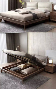 Modern Bed Tan Color Wooden Bedroom Beds Solid Wood Schlafzimmer Bett