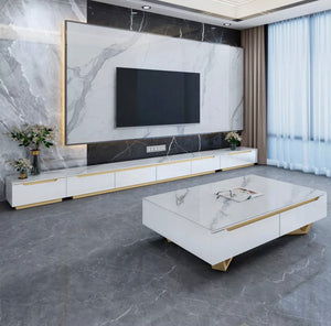 TV Lowboard Set MDF Wood Marble Furniture Set TV Cabinet Set