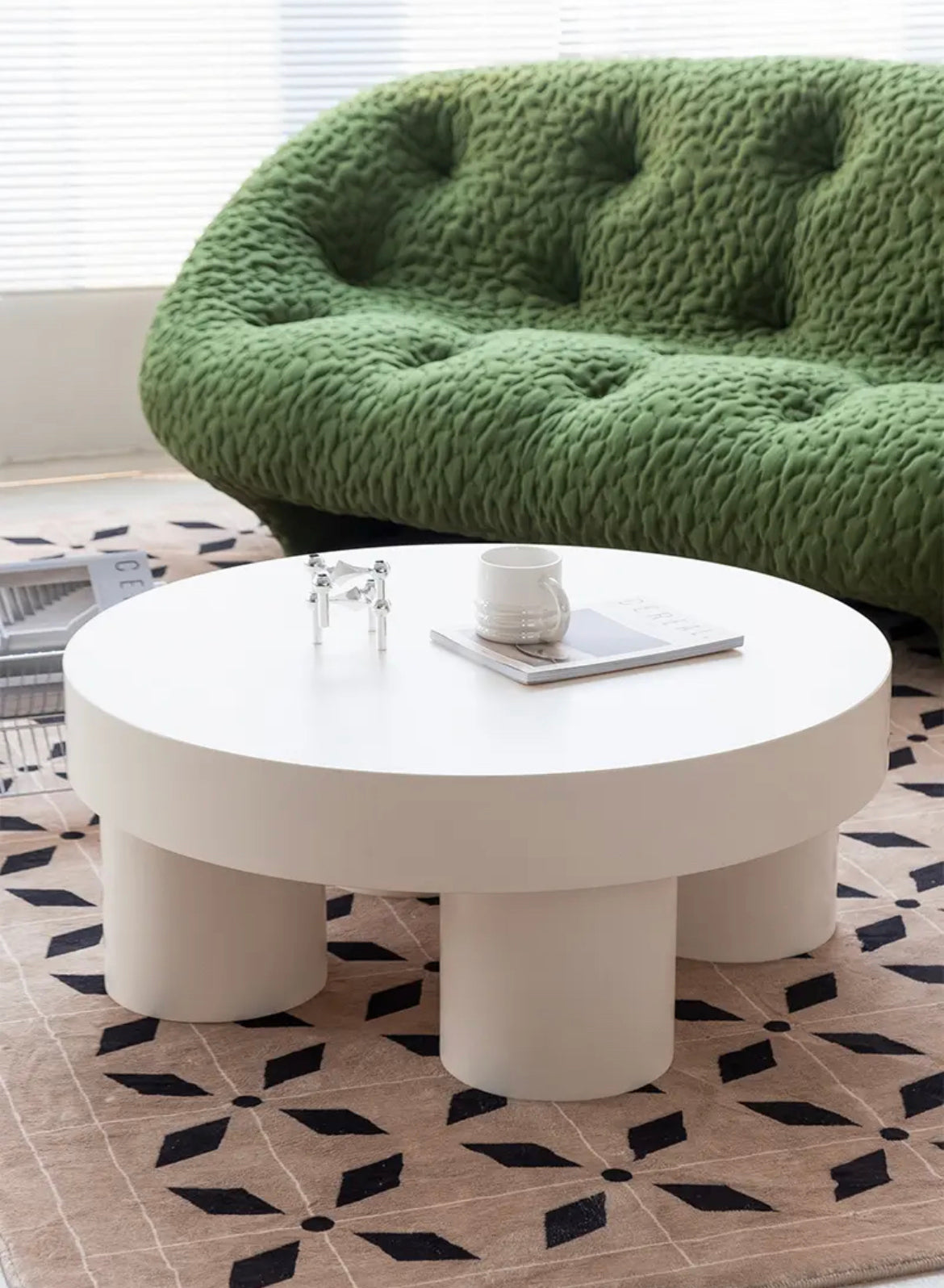 Round Coffee Table Solid Wood Elephant Design Living Room Tea Table