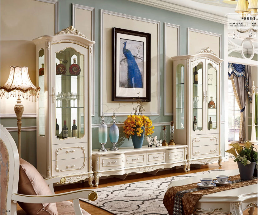 TV Lowboard Classic European Royal Style Luxury Antique Design TV Cabinet Fernsehtisch
