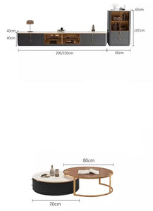 TV Lowboard Modern Rock Panel TV Cabinet Italian Luxury Fernsehtisch Home Furniture Set 