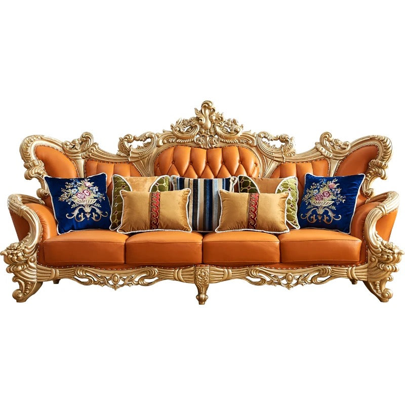 Sofa Set Baroque Carved Gold Distressed Color Antique Italian Luxury Sofa Sets