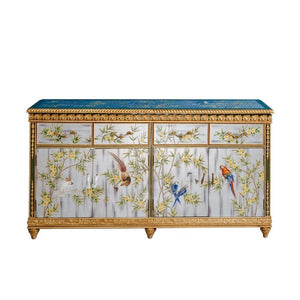 Buffet French Style Home Furnishing Four-Bucket Four Doors Wooden Chest Hand Painted Sideboard