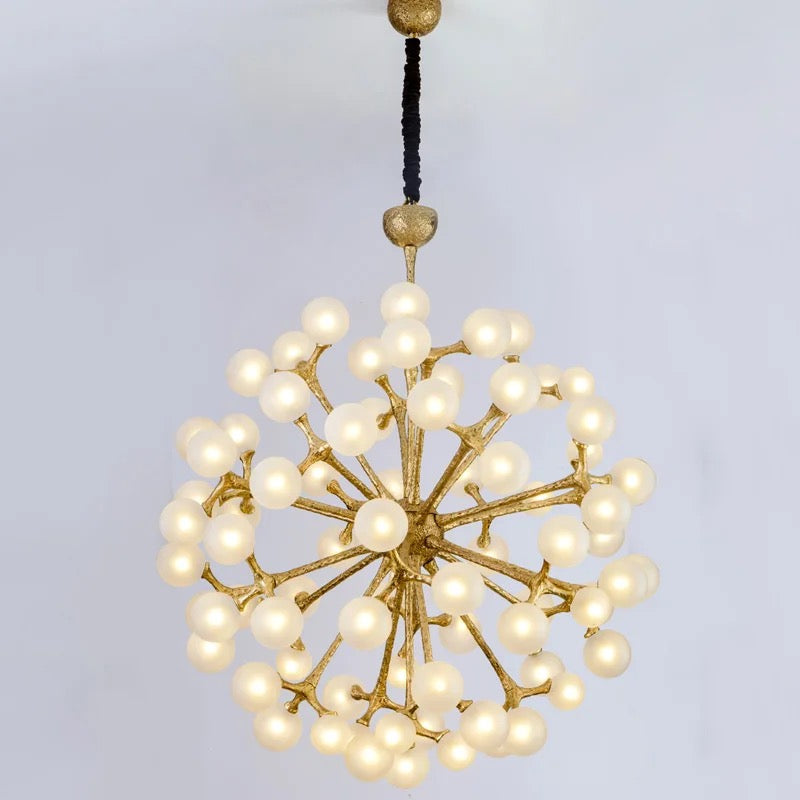 Pendant Light Golden Copper & Frosted White Glass Balls Nordic Lighting