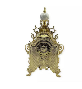 Luxury Decorative Art Classic Style Brass Plated Antique Marble Mechanical Movement Italian Hand Made Desk Clocks