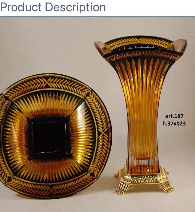 Luxury Decorative Art Classic Olympus Flower Glass Vase Gold Hand Made OEM Vase