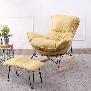 Rocking Chair Contemporary Soft Flannel Wing Relax Ergonomic Chairs