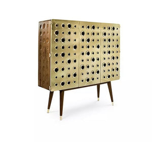 Modern Golden Side Cabinet Stainless Steel Solid Wood Luxury Cabinet Living Room Storage Cabinet