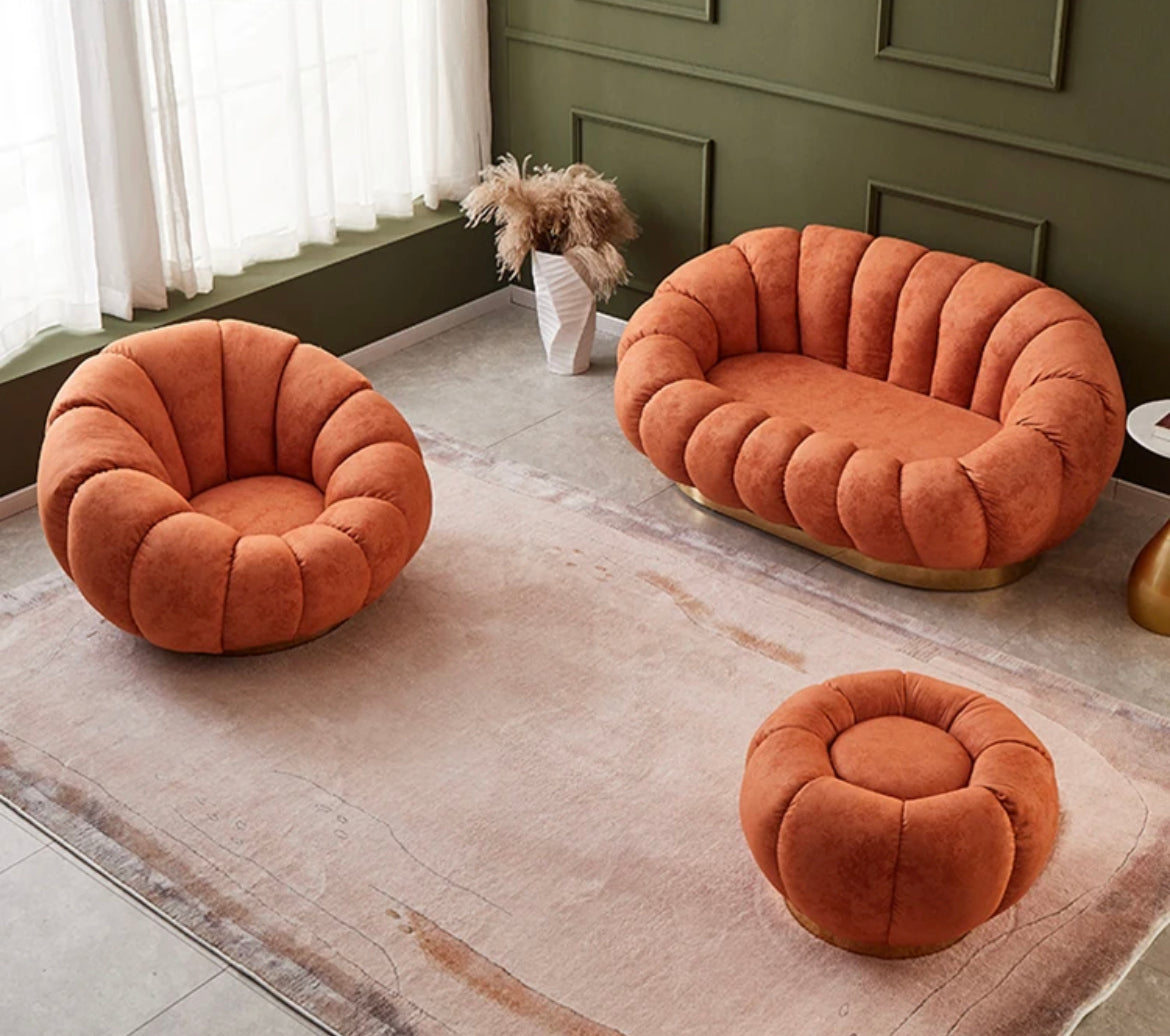 Sofa Set Cozy Pumpkin Shape Sofa Chairs Living Room Luxury Velvet Sofas