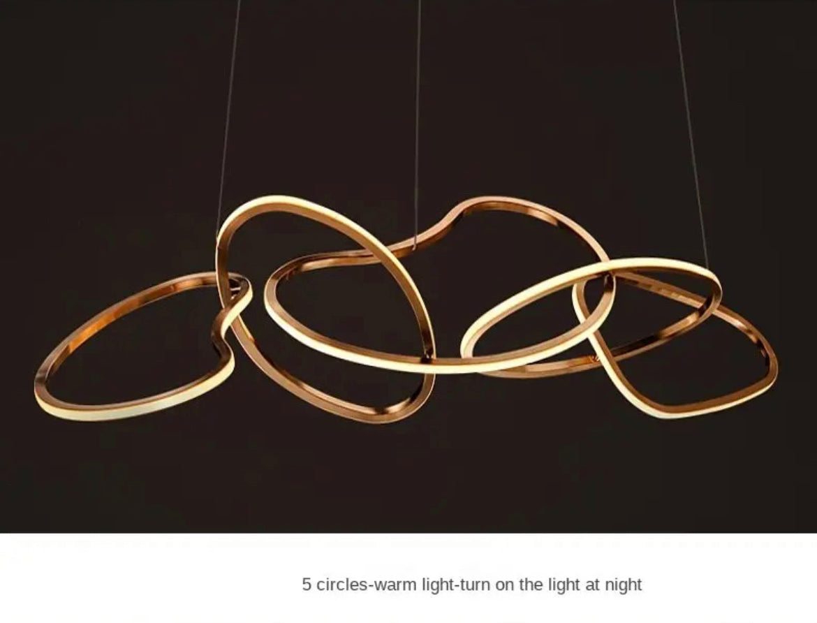 Pendant Light Hanging Decorative Circle Rings Lighting Aluminum Gold Led Pendant Lights