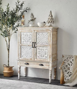 Trevor Design Vintage Cabinet White Washed Wooden Rustic Craft Storage Kabinett