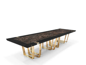 Design Dining Table Marble Top 12 Seater Golden Italian Luxury Dining Room Furniture