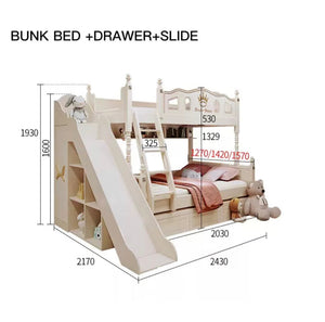 Kids Bunk Beds Eco-Friendly White Modern Bedroom Furniture Multifunctional Children Beds