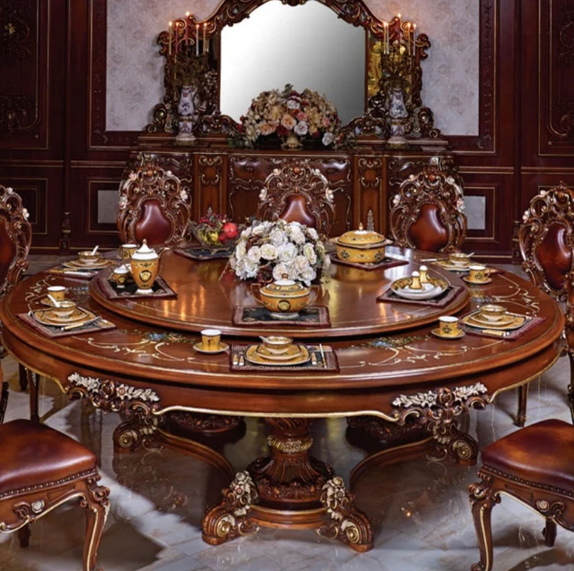 French Baroque Design Luxury Dining Room Carved Table Hand Made Antique Style Set