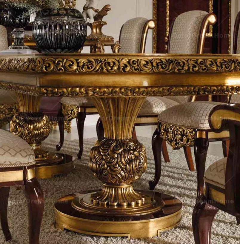 Baroque Design Luxury Dining Table Set French Antique Dining Room Furniture