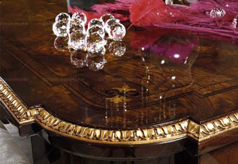 English Baroque Design Luxury Dining Furniture Set Antique Solid Wood Esszimmer-Set