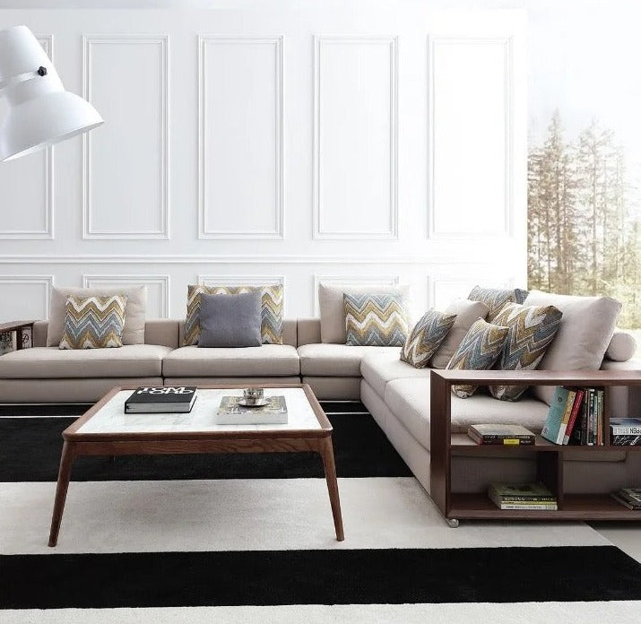 Sofa Living Room Furniture Modern Design Microfiber Fabric L Shape Recliner Sofa Set
